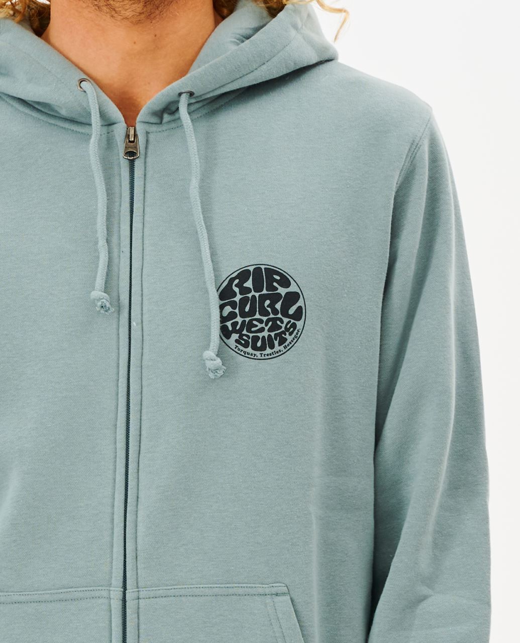 Rip Curl Men's Zip Hooded Fleece ~ Wetsuit Icon mineral blue