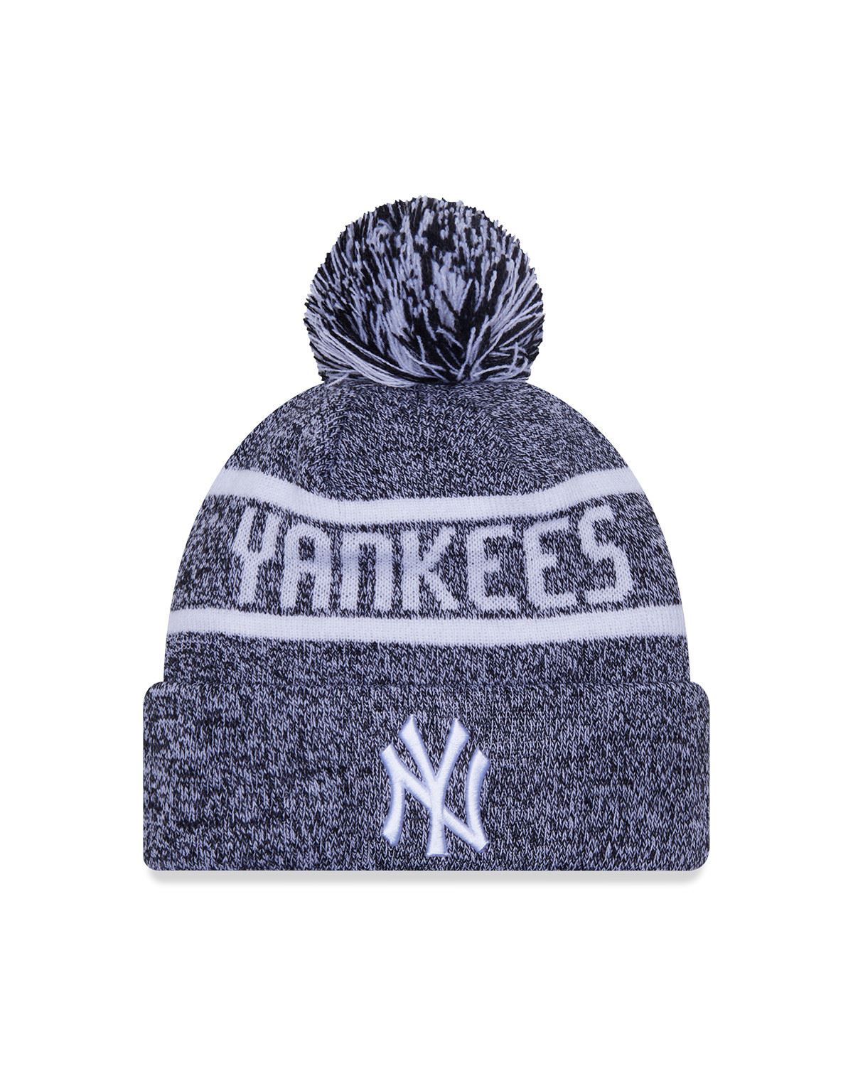 New Era Mens Knitted Jake Bobble Cuff Beanie ~ New York Yankees grey