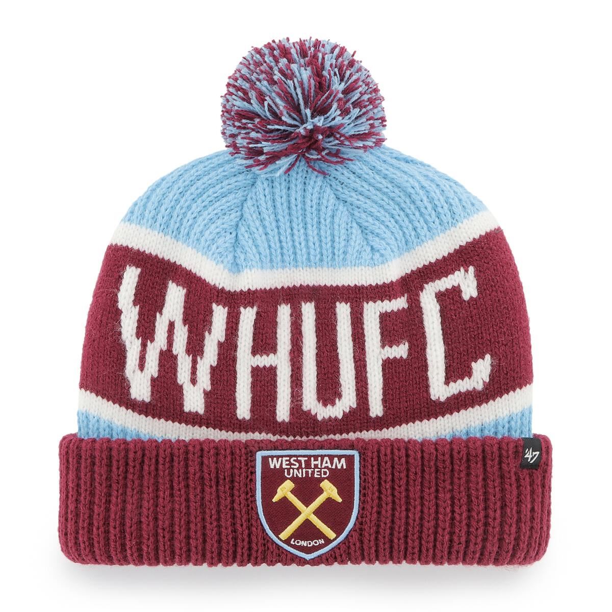 47 Brand Mens Knitted Calgary Cuff Beanie ~ West Ham United FC  Claret and Blue