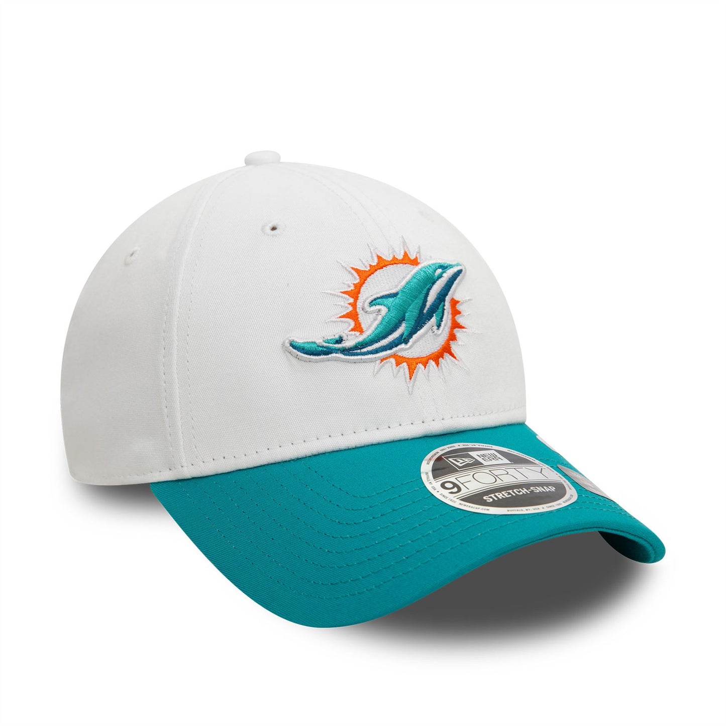 Miami Dolphins NFL White 9FORTY Stretch Snap Adjustable Cap