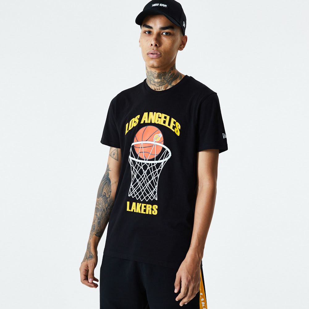 LA Lakers tshirt short sleeve mens cotton crew neck black Basketball New Era