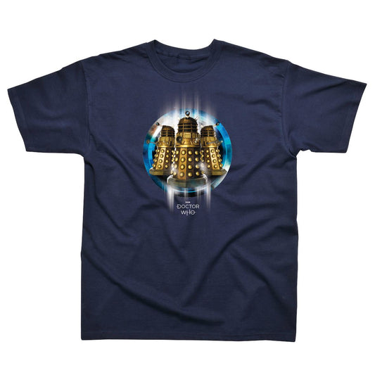 Doctor Who Daleks tshirt short sleeve mens cotton crew neck navy