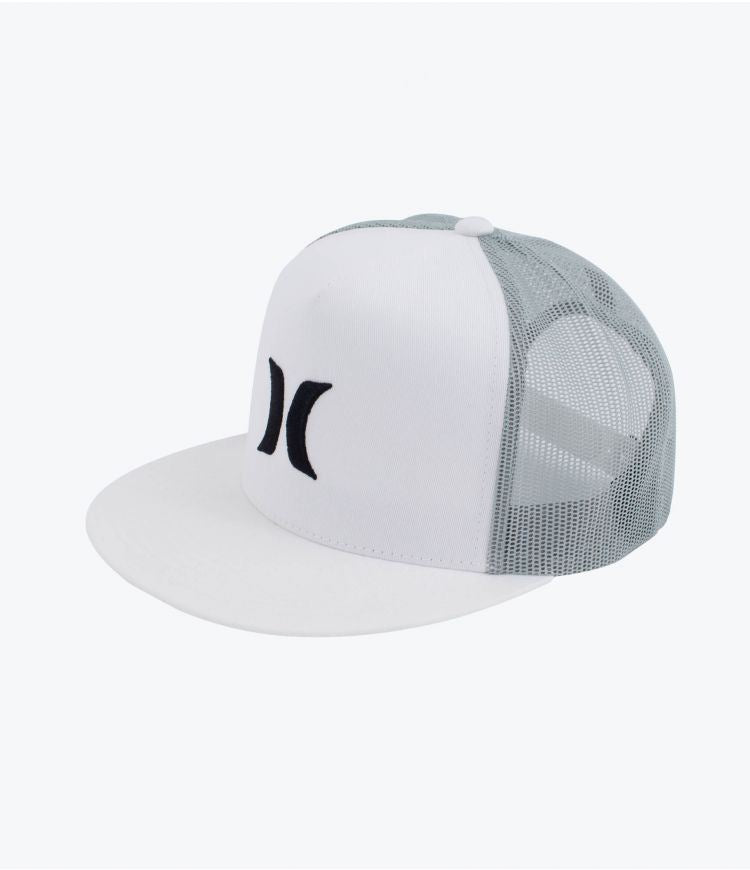 Hurley Icon Trucker Solid Flat Snapback Peak White Cap