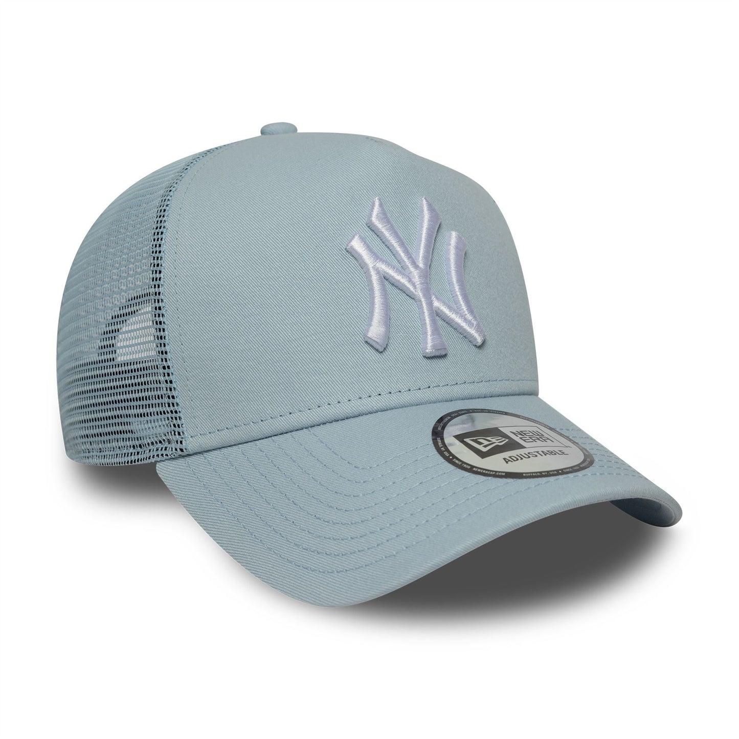 New York Yankees MLB League Essential Pastel Blue 9FORTY A-Frame Trucker Snapback Cap