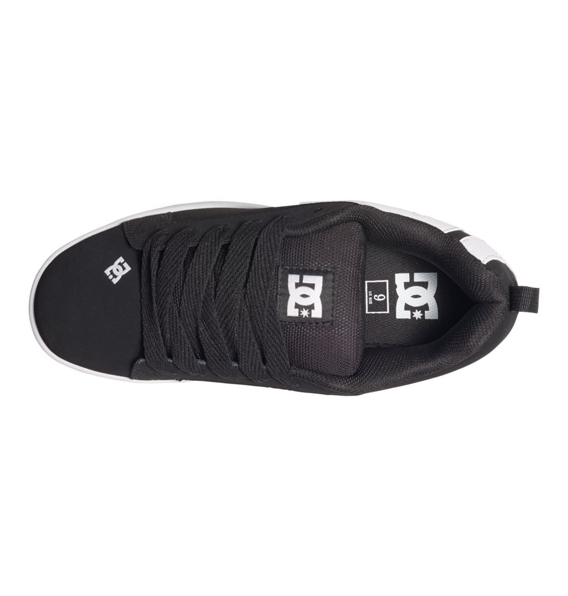 DC Shoes Men’s Leather Court Graffic Sneaker Colour Black/White