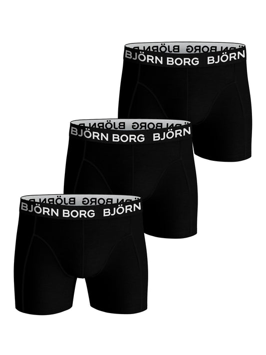 Björn Borg  Premium Cotton Stretch 3 Pack Black Boxer Shorts MP001