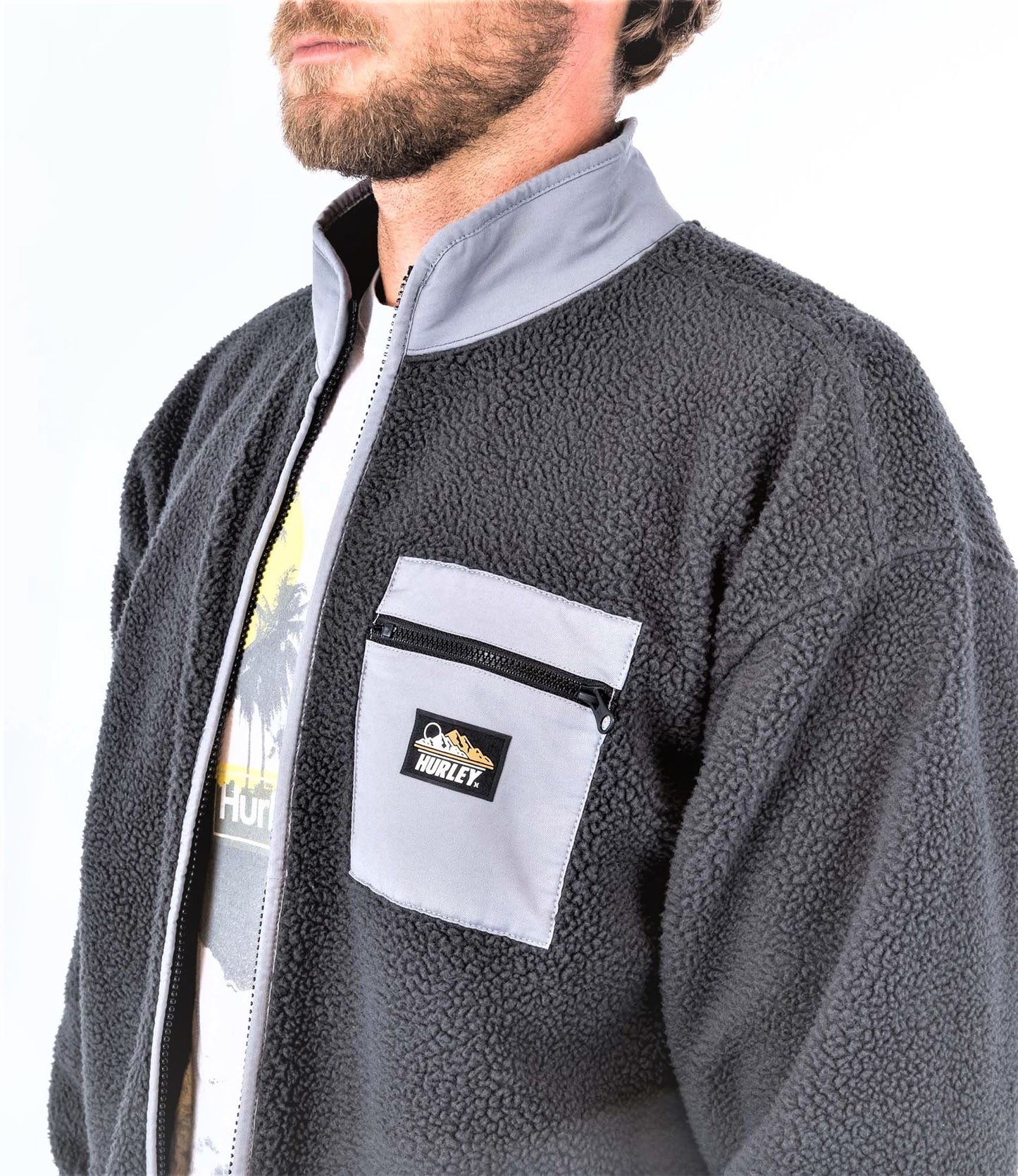 Hurley Men's Long Sleeve Hoody ~ Boulder Burrito grey