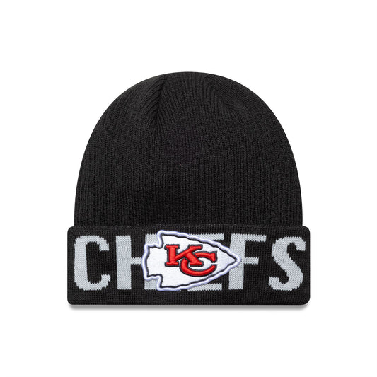 Kansas City Chiefs NFL Wordmark Cuff Knit Beanie Hat Black