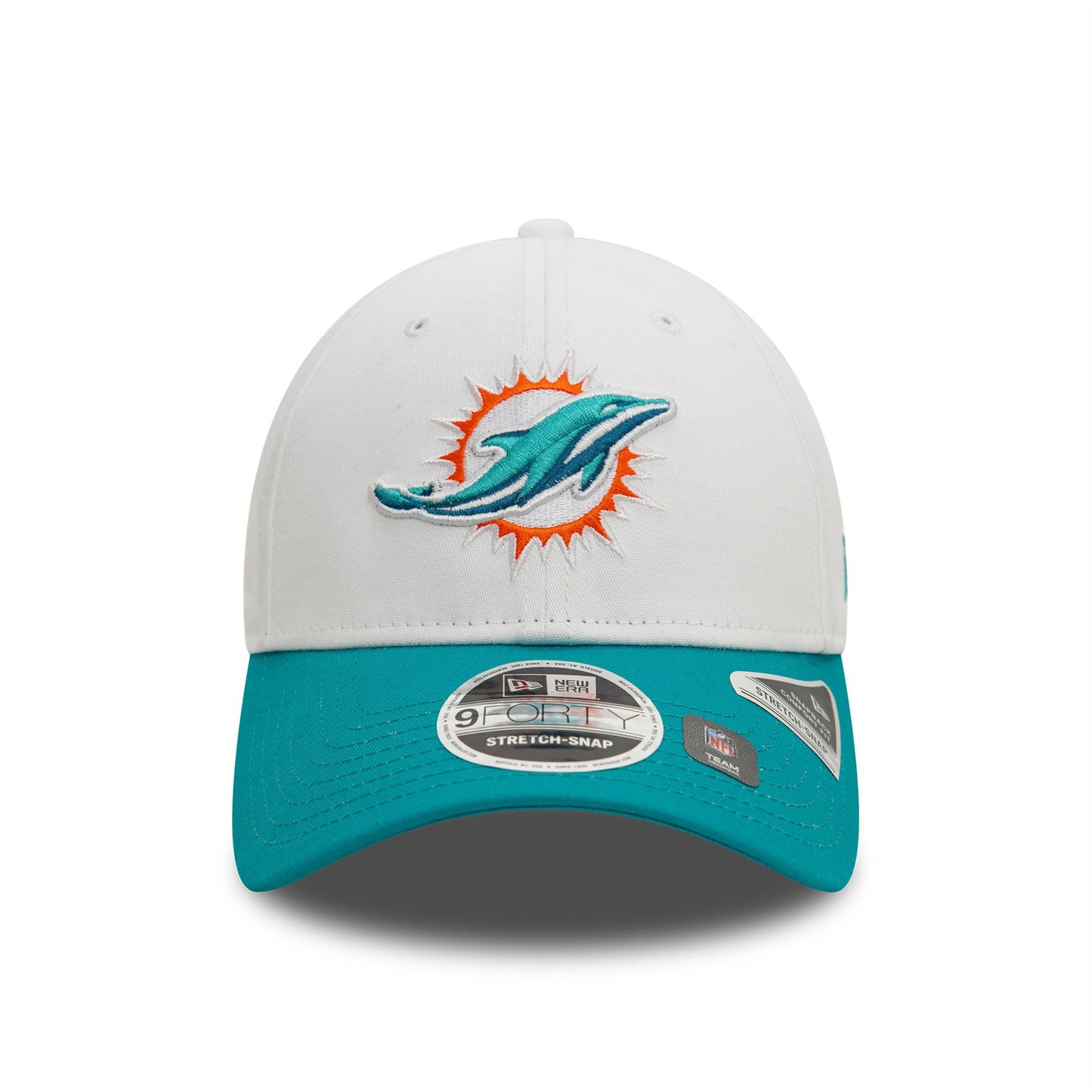 Miami Dolphins NFL White 9FORTY Stretch Snap Adjustable Cap