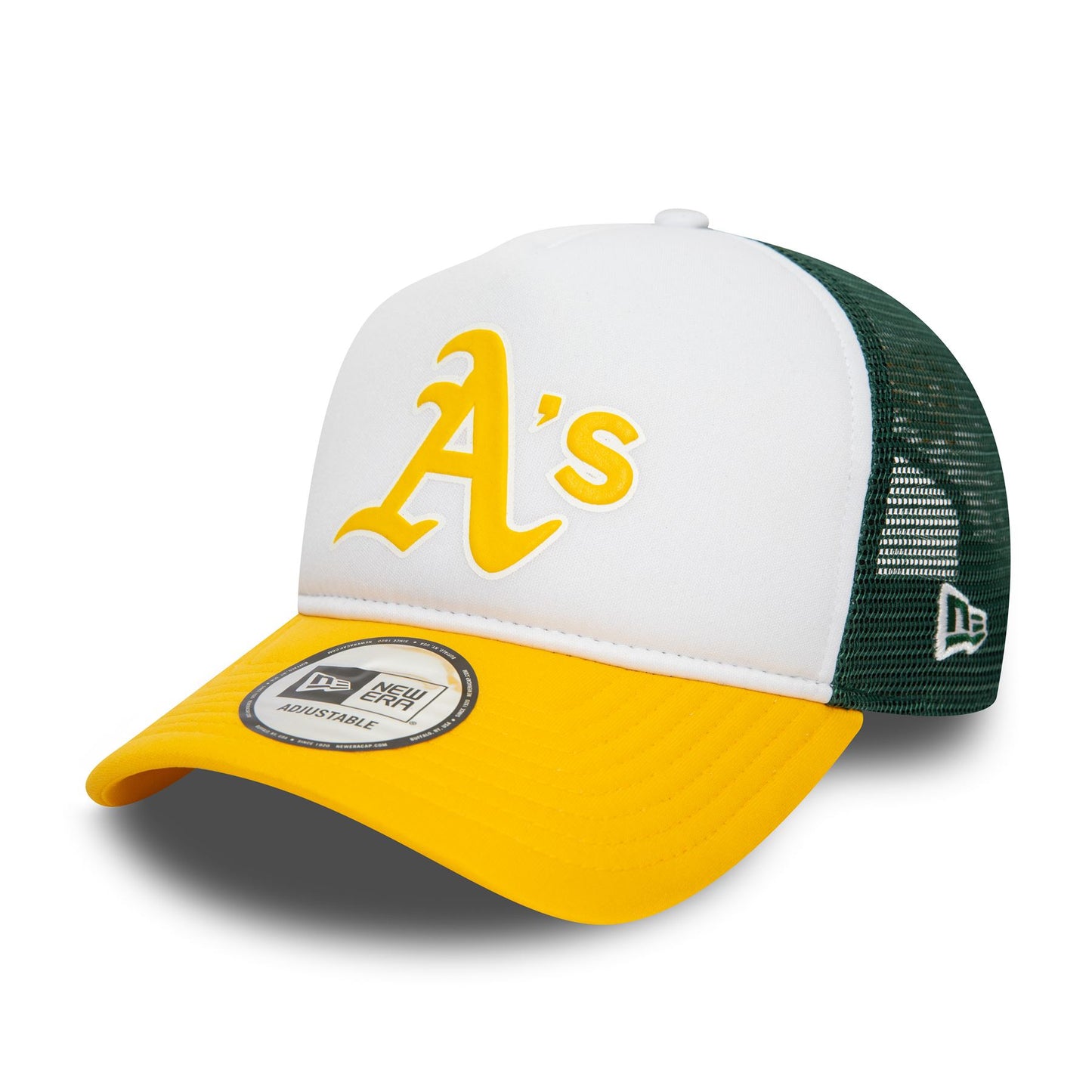 New Era Mens MLB Logo Trucker Cap ~ Oakland Athletics yellow