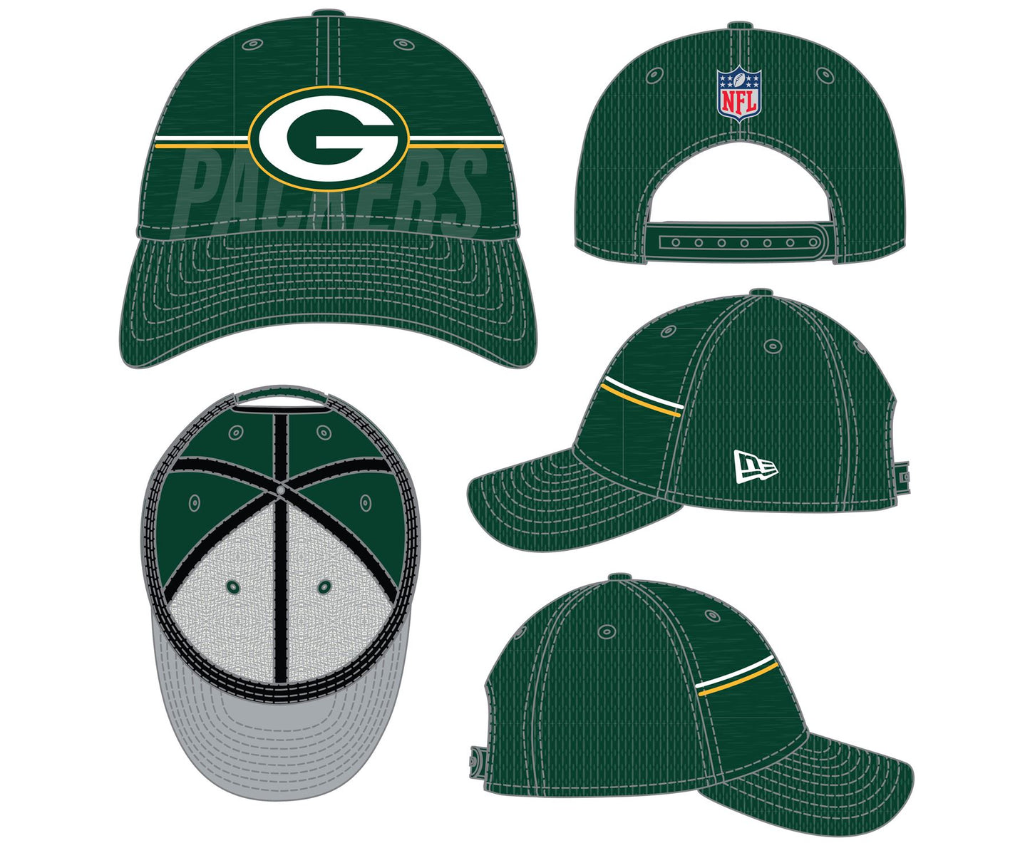 New Era Mens 940SS NFL Training Adjustable Cap ~ Green Bay Packers Green