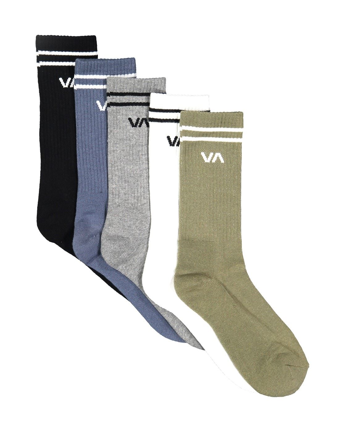 RVCA Mens 5 Pack Crew Union Multicoloured Socks