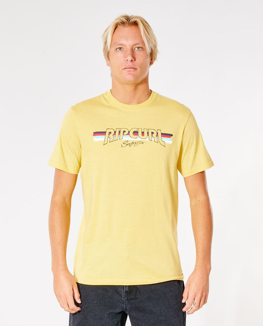 Rip Curl Men's T-Shirt ~ Surf Revival Yeh Mumma retro yellow