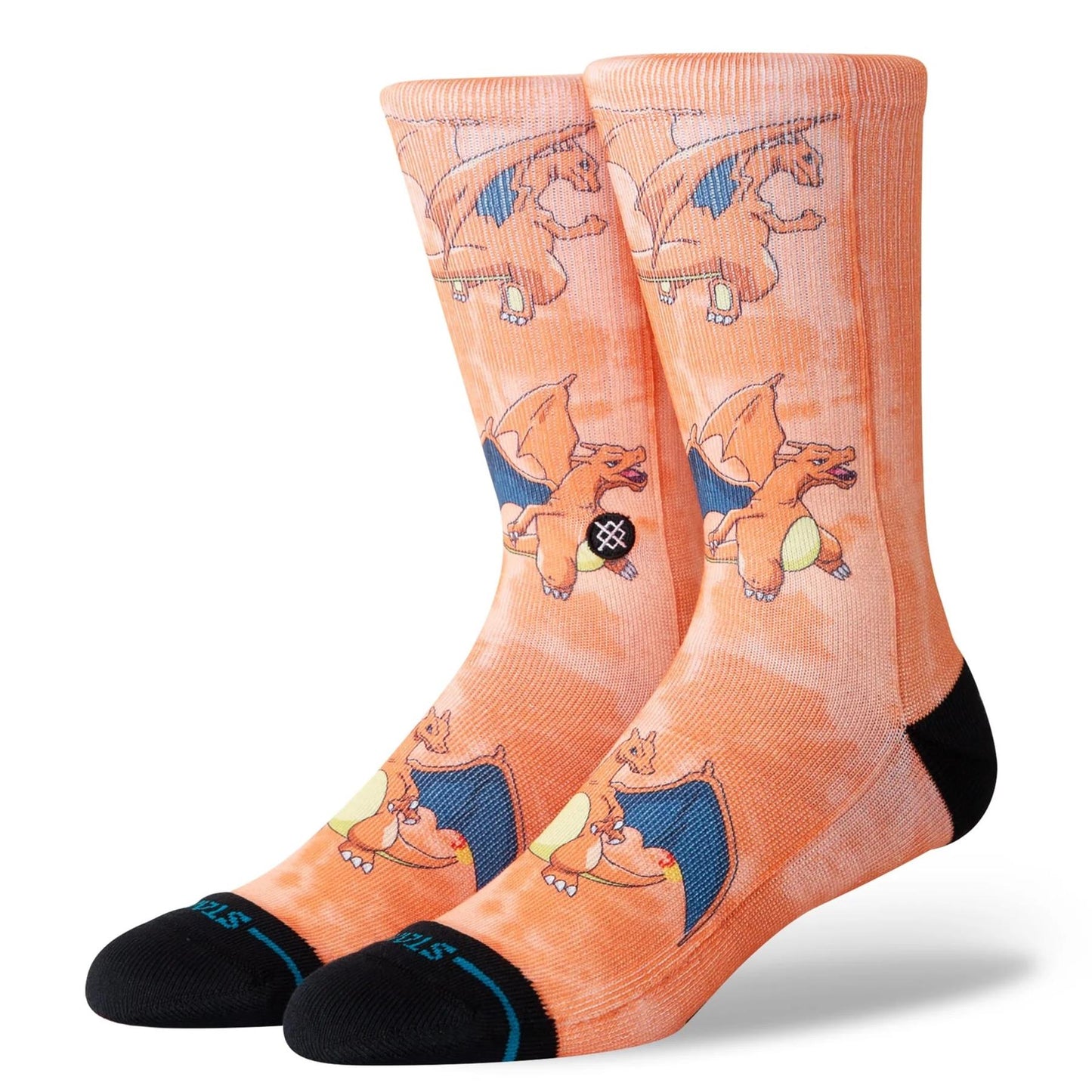 Pokemon Charizard Mens Crew Socks  Orange Stance