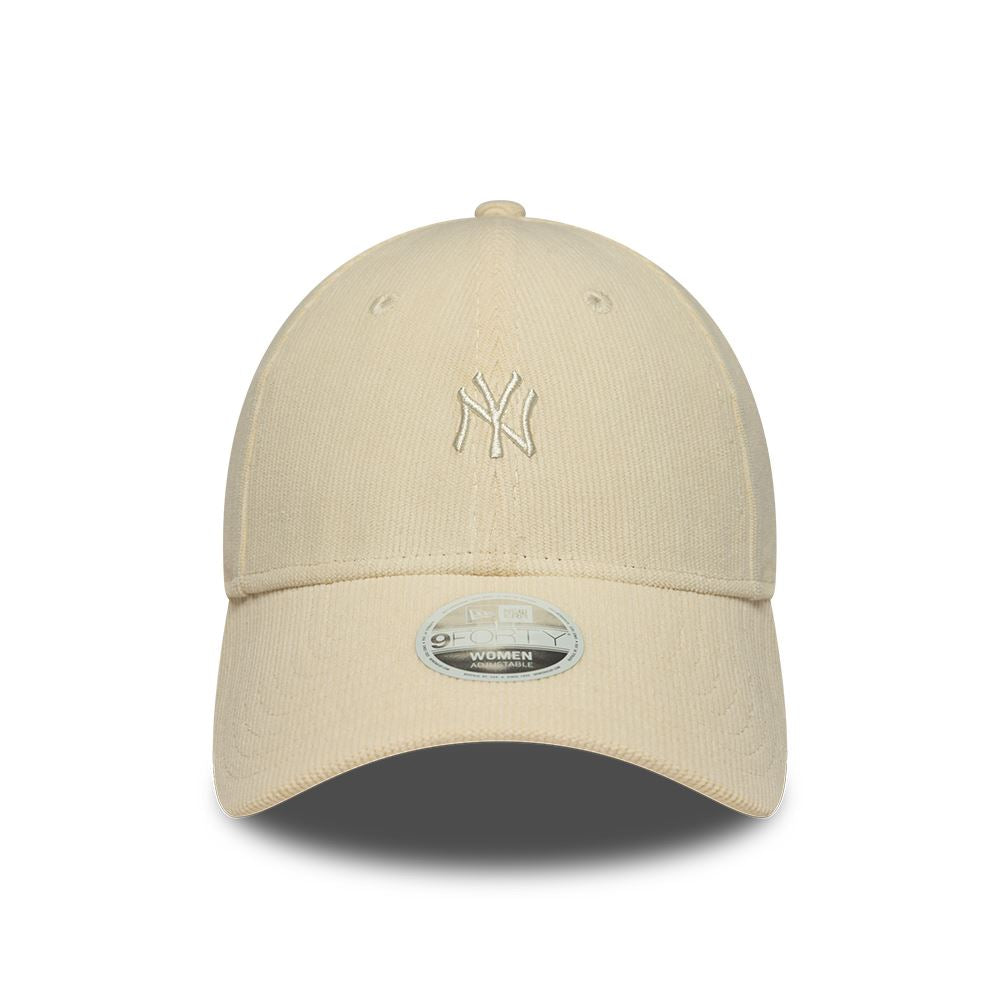 New York Yankees Womens Cord Pastel Cream 9FORTY Adjustable New Era Cap