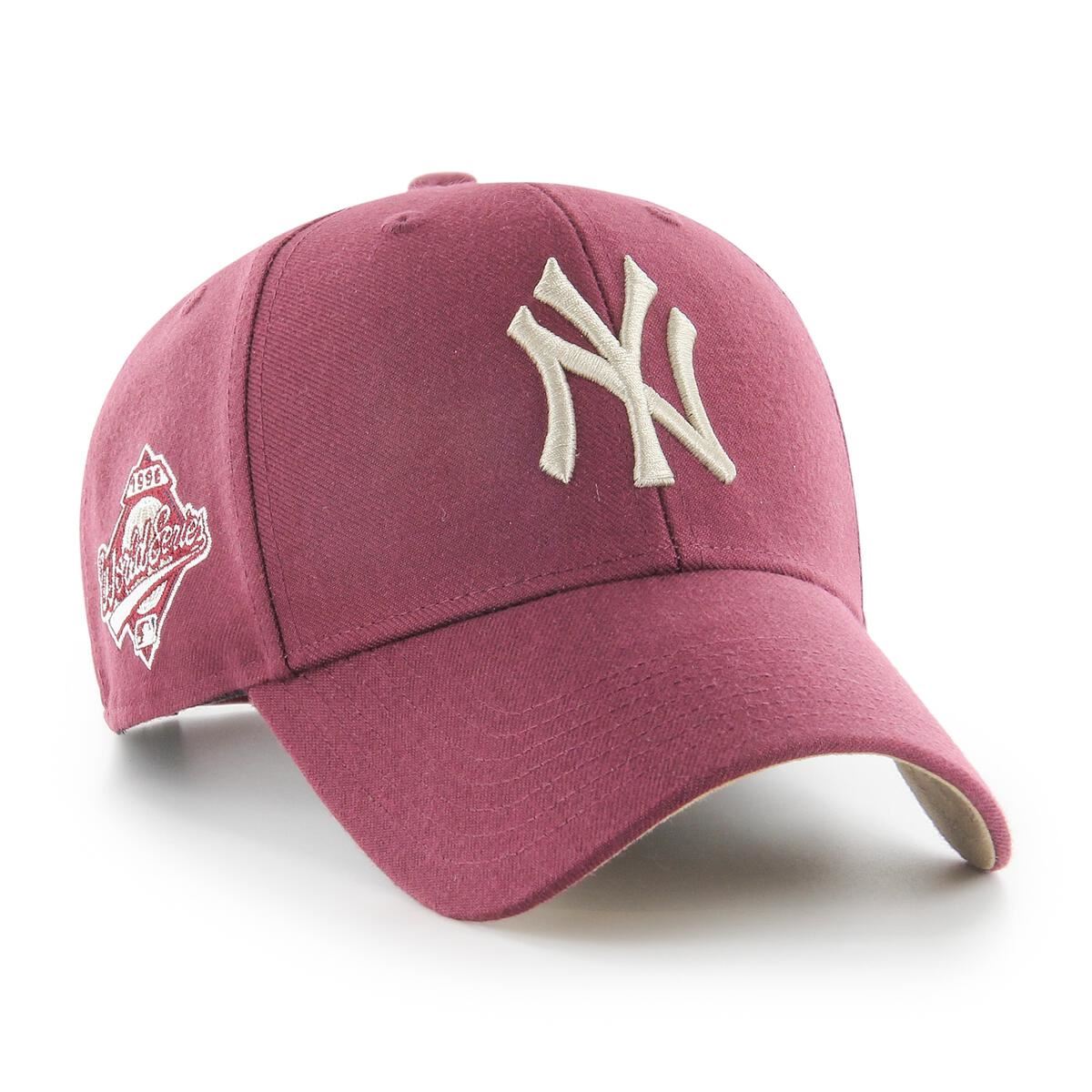 47 Brand Mens 6 panel Snapback MVP World Series Cap ~ New York Yankees maroon