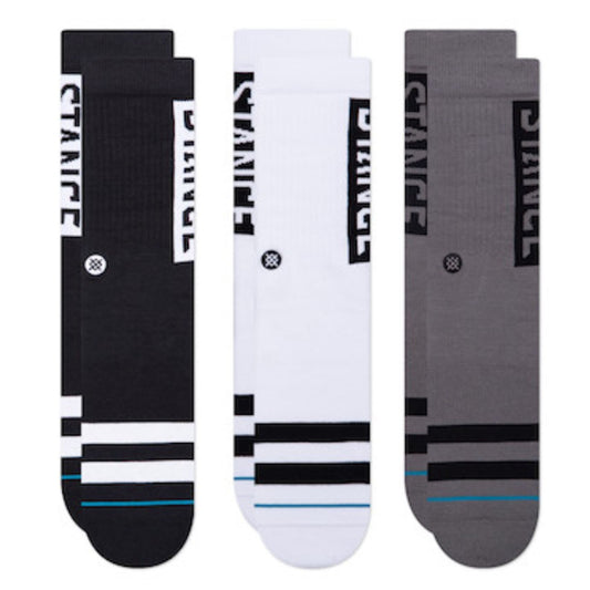 Stance Men's 3 Pack Crew Socks ~ OG 3 Pack black white (NOS)