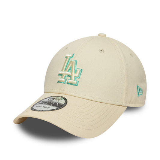 LA Dodgers Team Outline Cream 9FORTY Strapback Cap