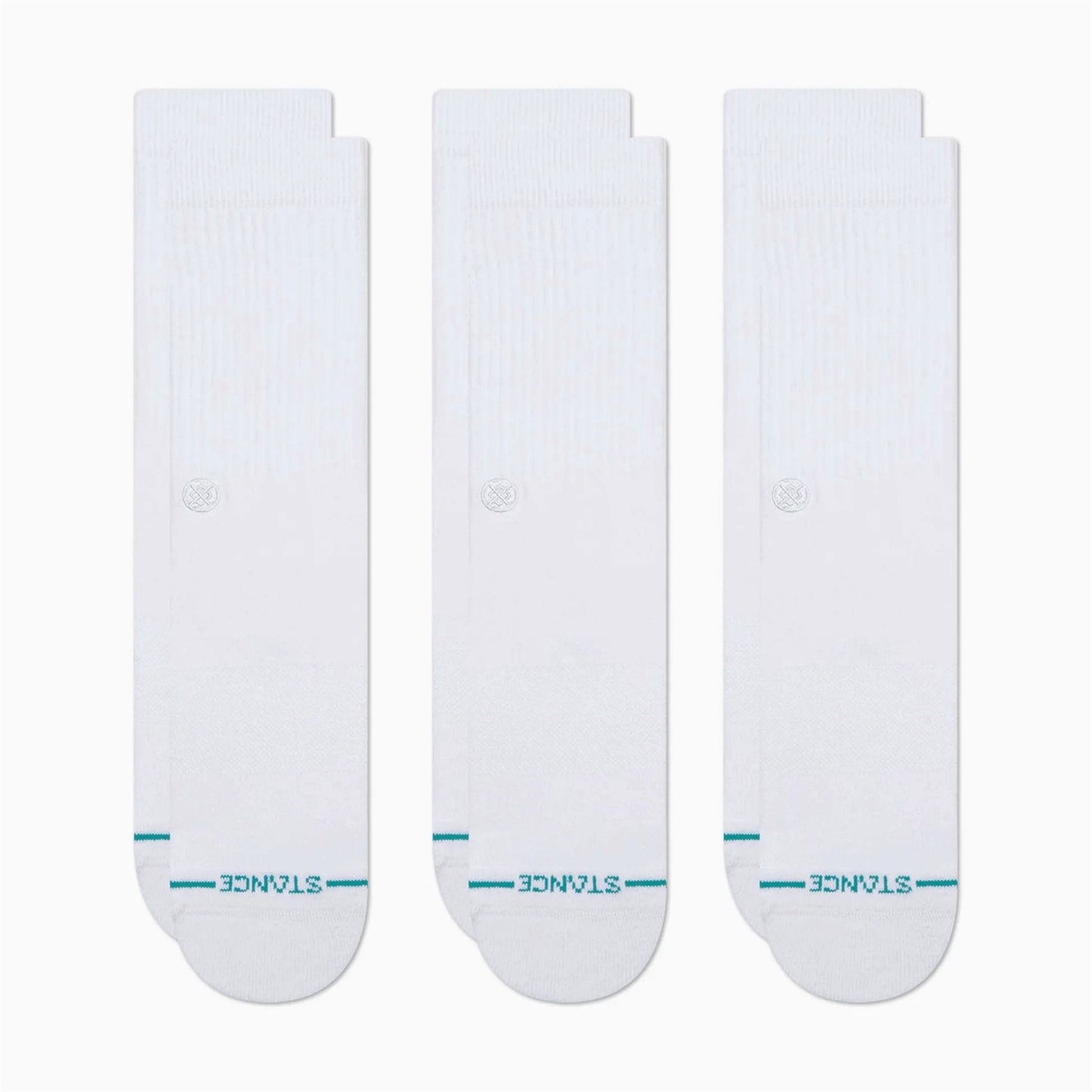 Stance Socks 3 pack Icon  Mens Crew White