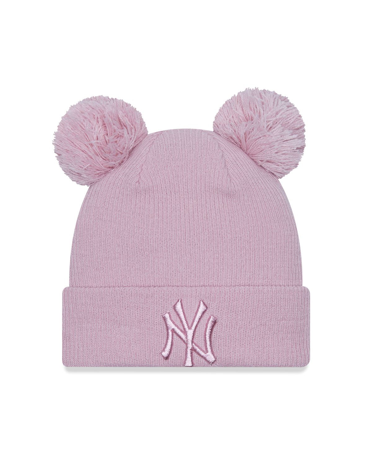 New Era Womens Knitted Rib Pom Pom Beanie ~ New York Yankees pink