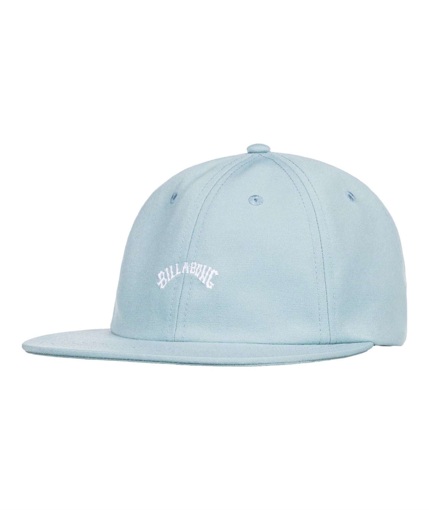 Billabong 6 Panel Mens Snapback Flat Peak Cotton Cap ~ Arch Unstructured Washed Blue