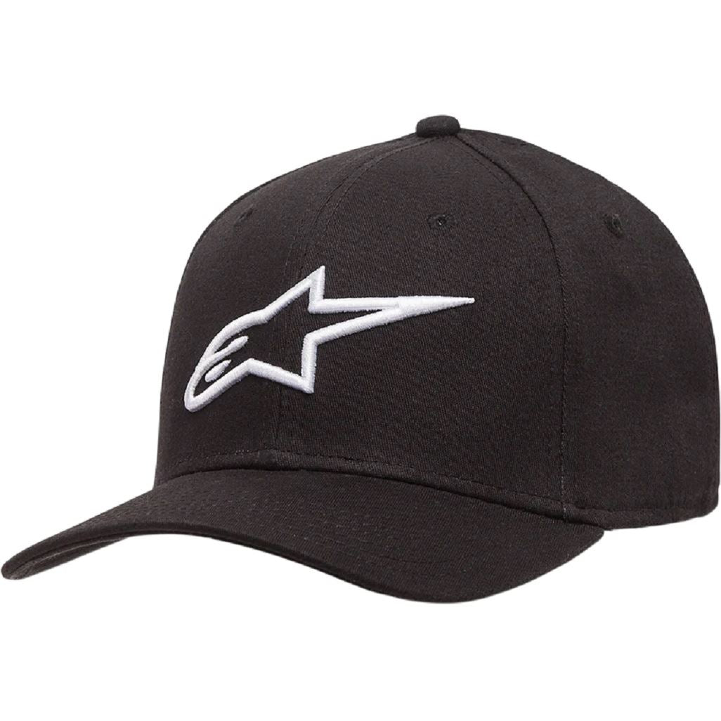 Alpinestars Mens 6 panel Curve Flexfit Cap ~ Ageless Black White (NOS)