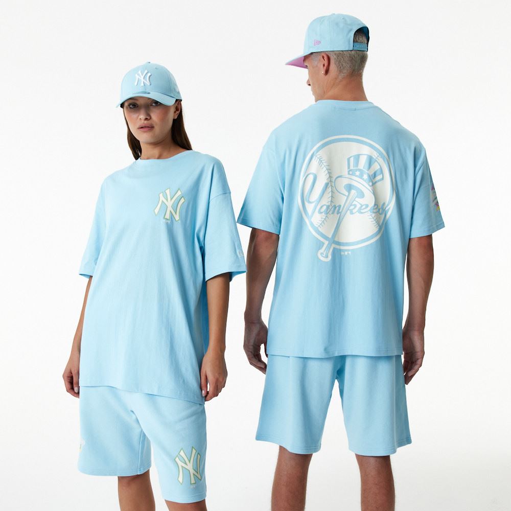 New Era Unisex MLB Pastel OS T-Shirt ~ New York Yankees Pastel Blue