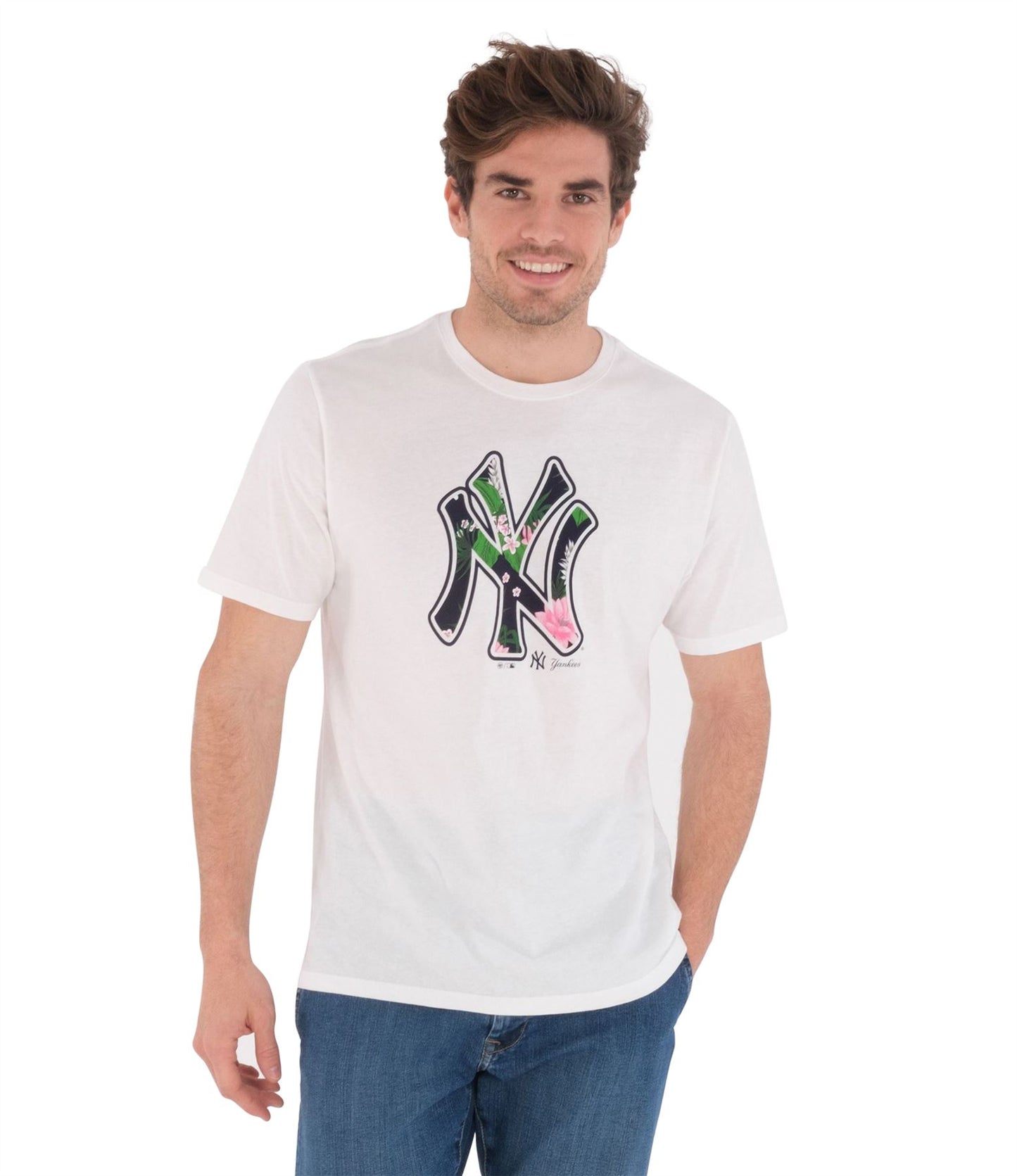 Hurley Men's Cotton Collab T-Shirt ~ New York Yankees white