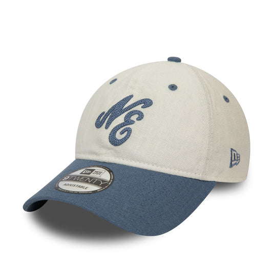 New Era Mens Linen Script 9Twenty Cap ~ New Era cream