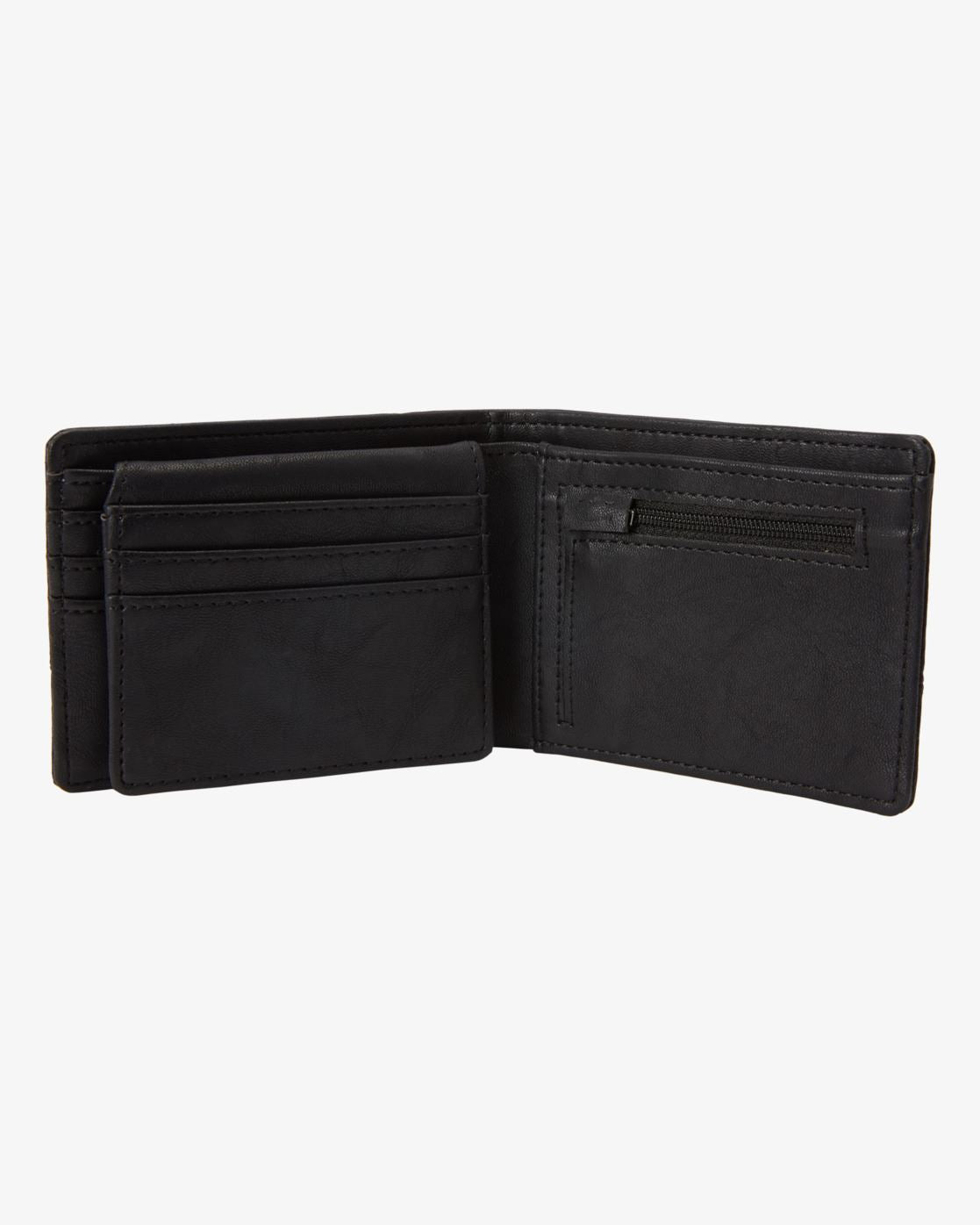 Billabong Faux Leather Bi-Fold Wallet ~ Dimension black grain