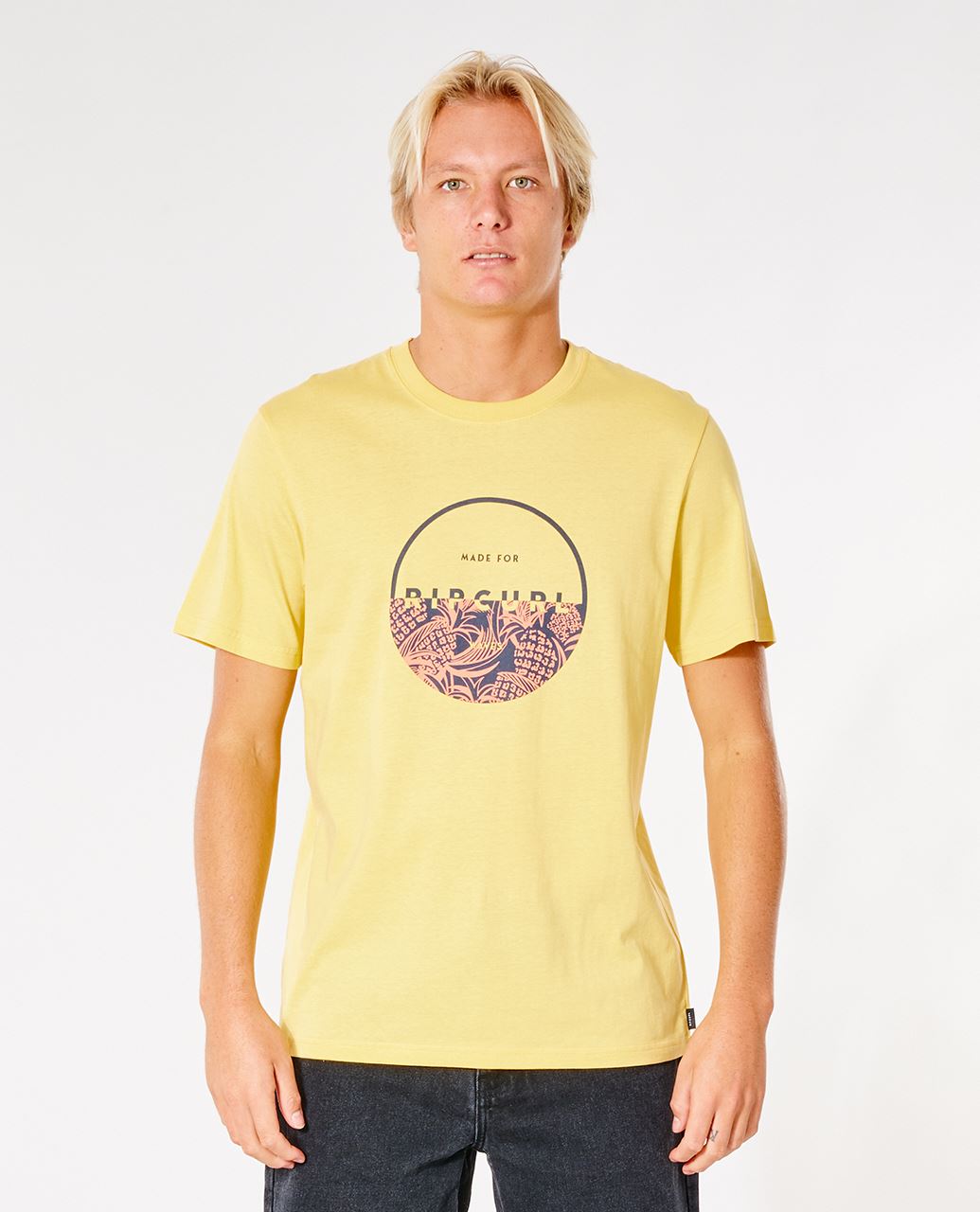 Rip Curl Men's T-Shirt ~ Fill Me Up retro yellow