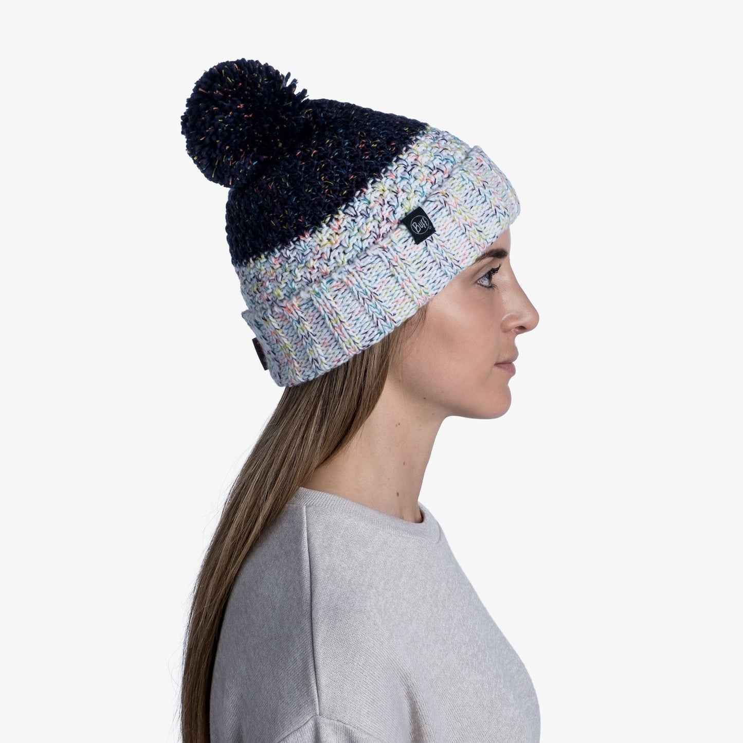 Buff Knitted and Polar Cuff Beanie ~ Janna blue