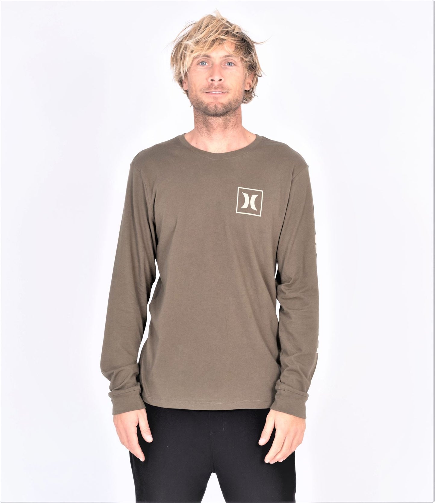 Hurley Men's Long Sleeve T-Shirt ~ One and Only Icon olive