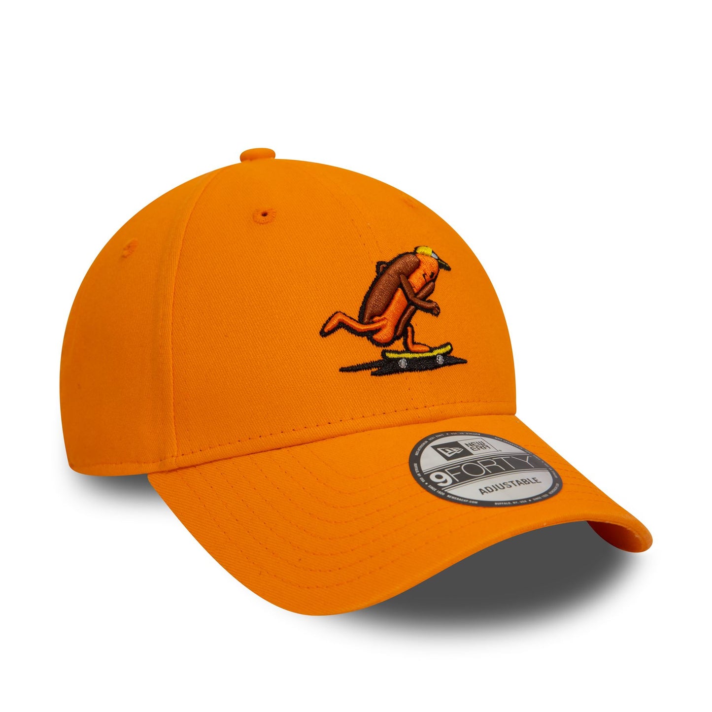 New Era Mens Character 9Forty Cap ~ Skateboarding Hot Dog orange