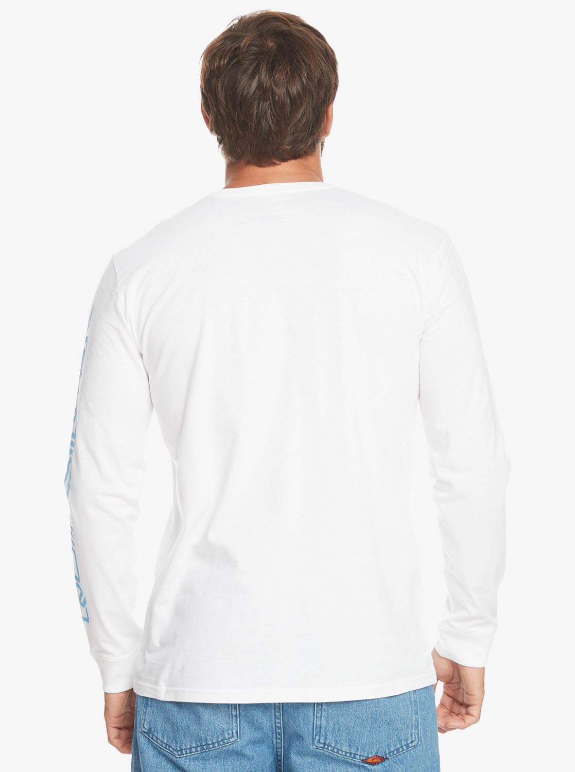 Quiksilver Mens LS Cotton Crew Neck T-Shirt ~ Omni Logo white