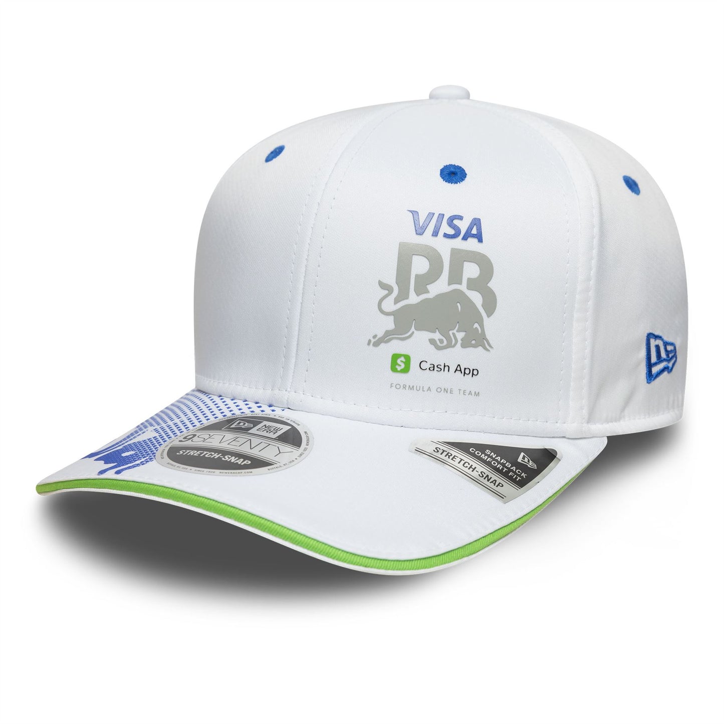 Racing Bulls Team Visa Cash App White 9SEVENTY Stretch Snap Adjustable Cap