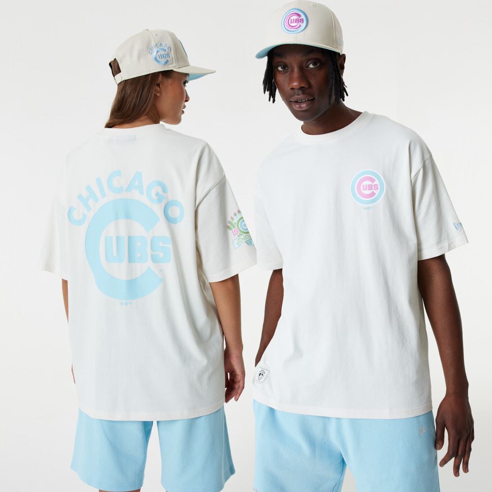 New Era Unisex MLB Pastel OS T-Shirt ~ Chicago Cubs White