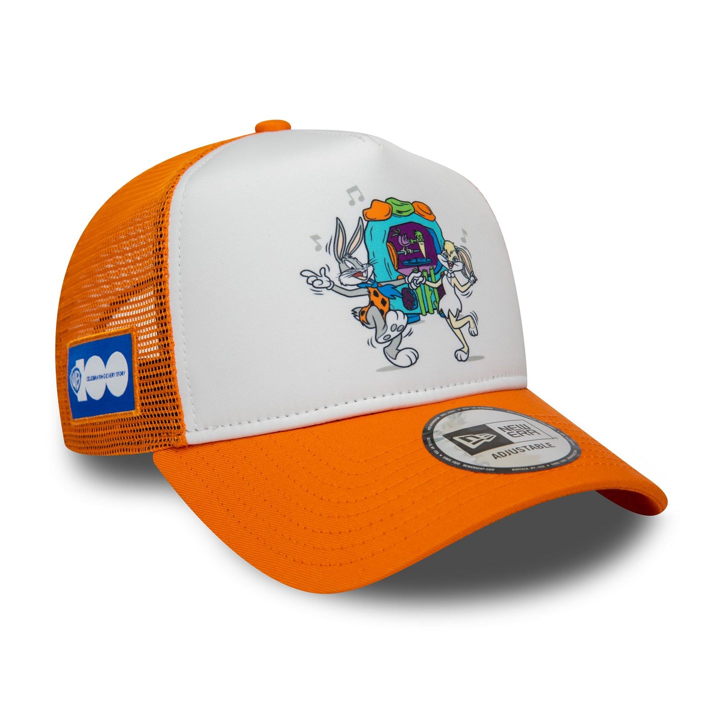 New Era Unisex Looney Tunes Retro Classic Trucker Cap ~ Flintstones Orange