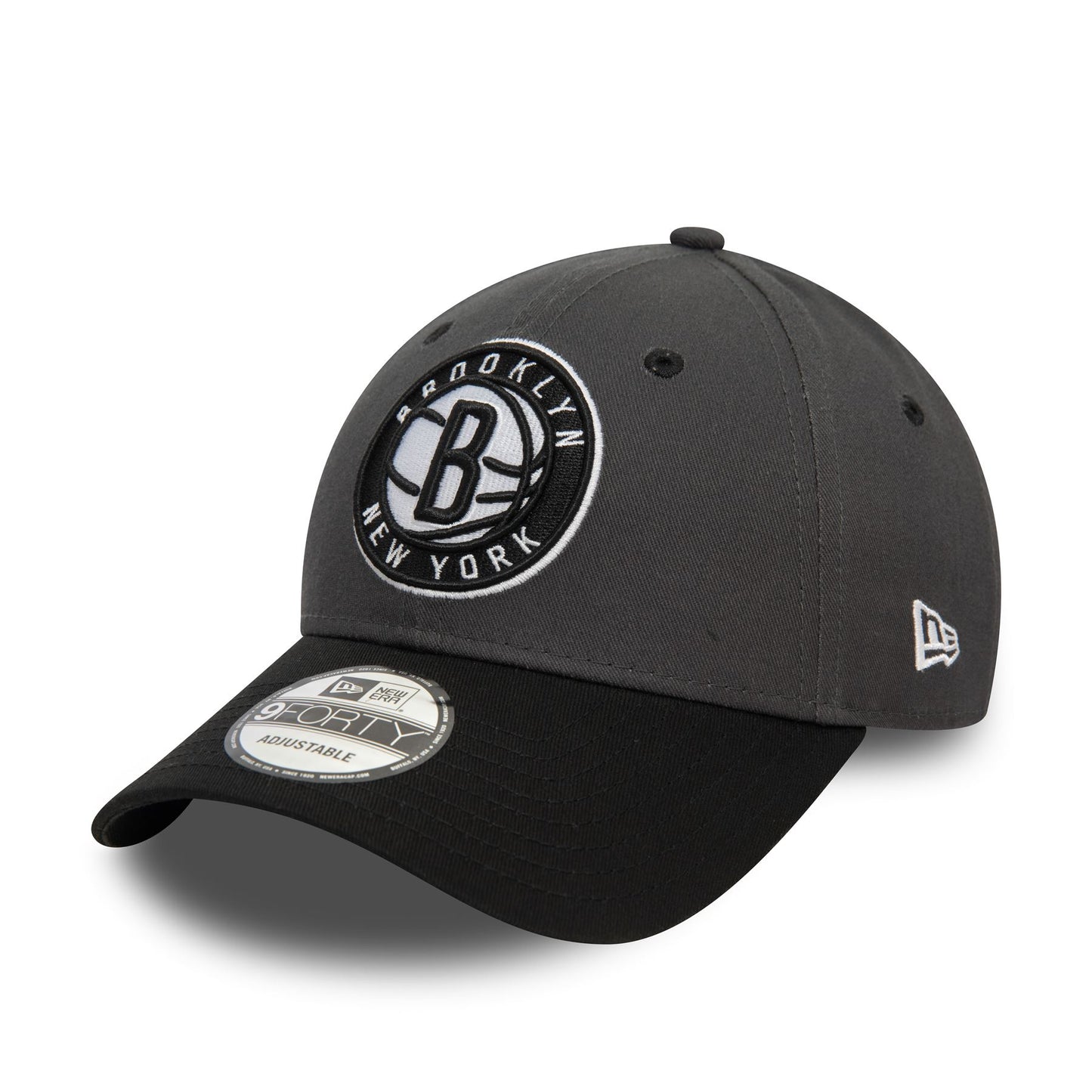 New Era Mens NBA Side Patch 9Forty Cap ~ Brooklyn Nets charcoal