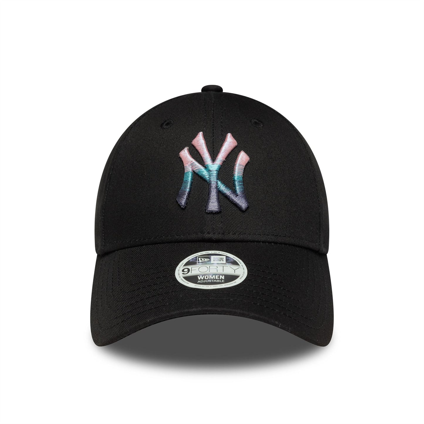 New York Yankees Womens MLB Metallic Logo Black 9FORTY Adjustable New Era Cap