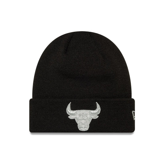 Chicago Bulls NBA Metallic Cuff Knit Beanie Hat Black
