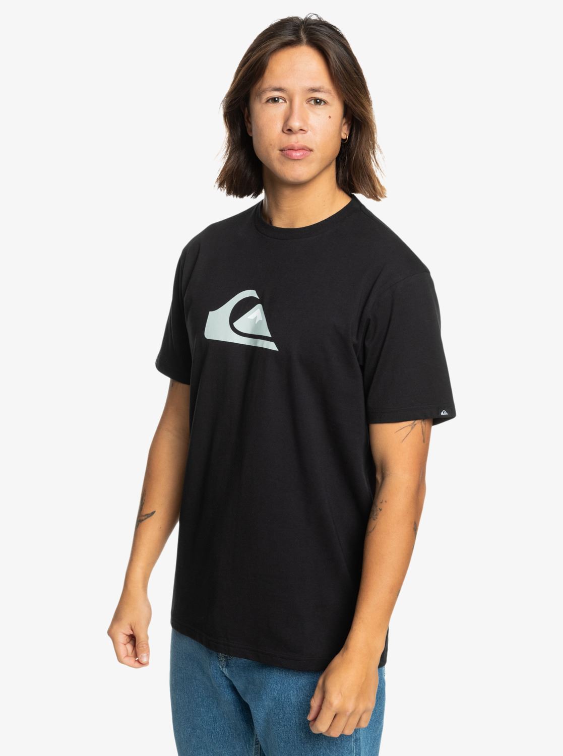 Quiksilver Mens SS Cotton T-Shirt ~ Comp logo black