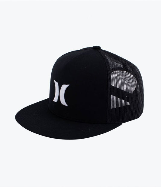 Hurley Icon Trucker Solid Flat Snapback Peak Black Cap