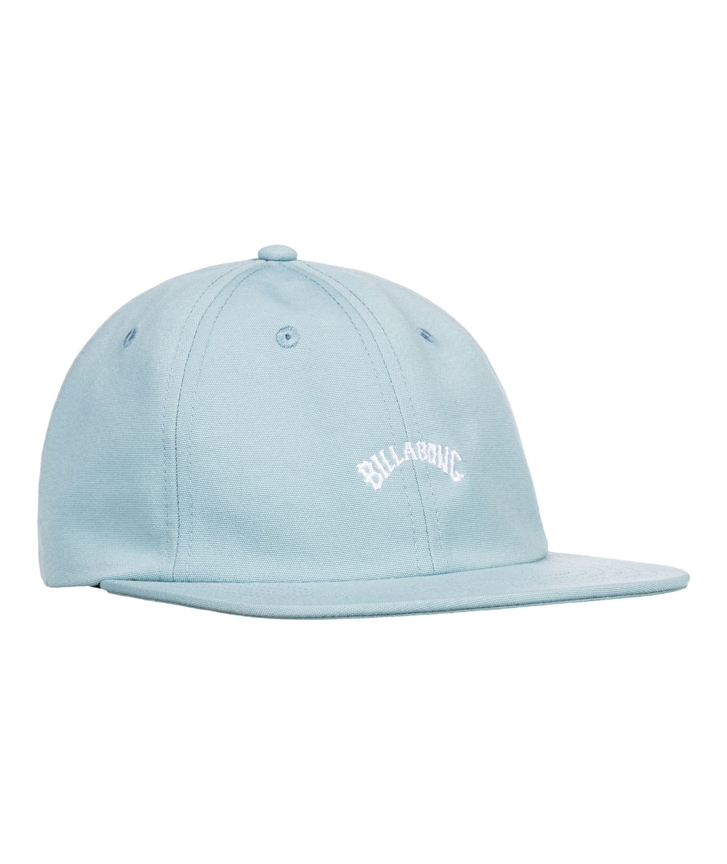 Billabong 6 Panel Mens Snapback Flat Peak Cotton Cap ~ Arch Unstructured Washed Blue