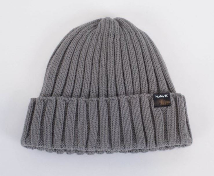 Hurley Avalon Fleece Cuff Beanie Knitted Grey