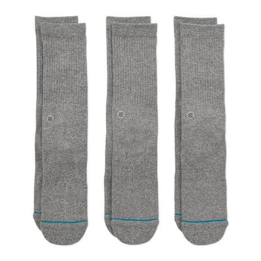 Stance Men's 3 Pack Crew Socks ~ Icon  3 Pack grey heather (NOS)