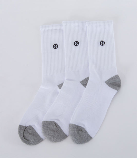Hurley 3 Pack Icon White Mens Crew Socks