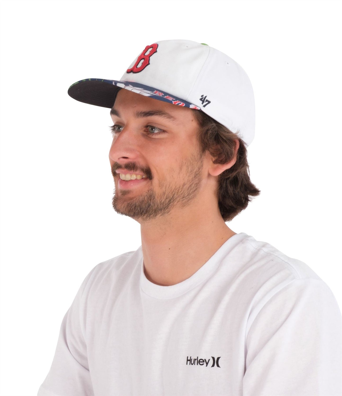 Hurley Men's Snapback 47 Captain Cap ~ Boston Red Sox white