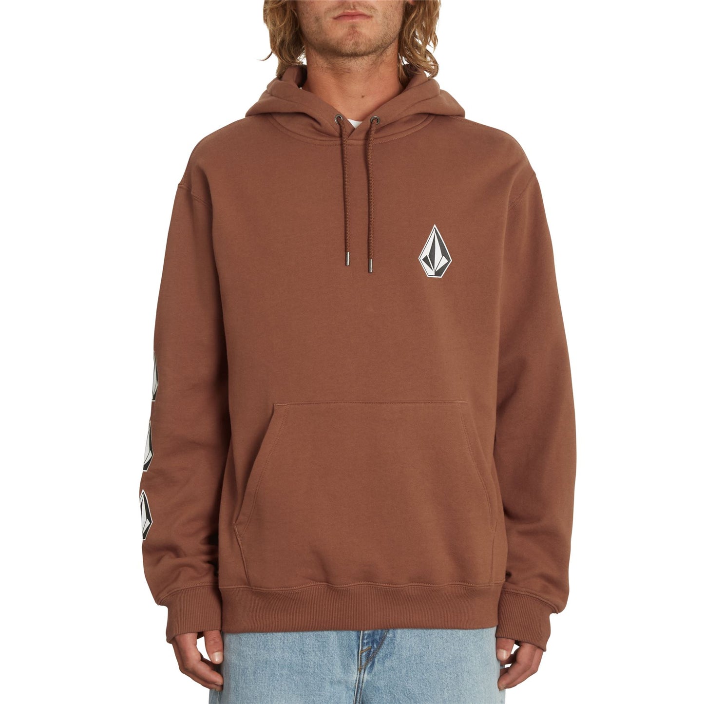 Volcom Men's Fleece Hoody ~ Iconic Stone PO brown