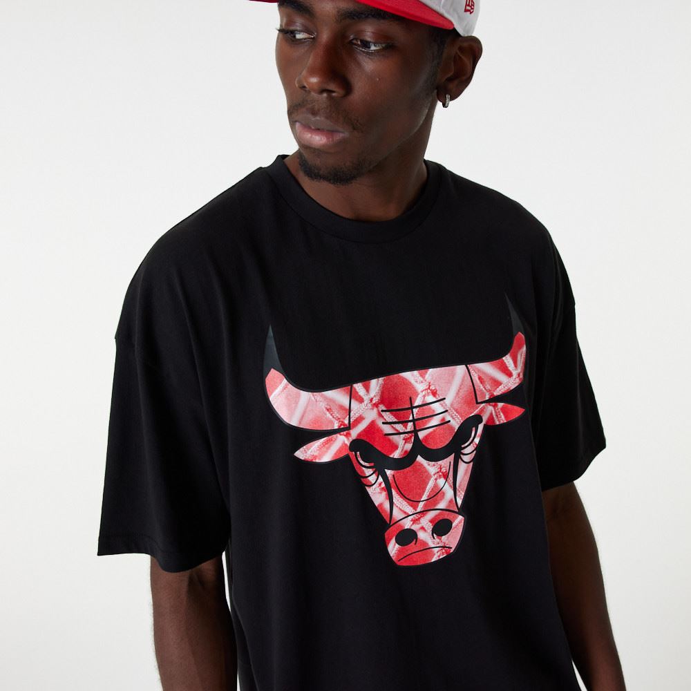 New Era Mens NBA Infill Logo OS T-Shirt ~ Chicago Bulls Black